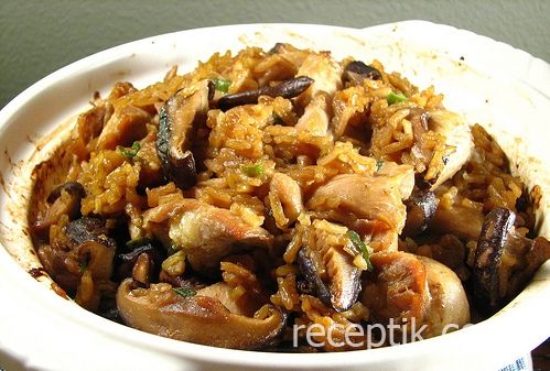 Рецепт - рис с грибами и овощами, карельская форель с паприкой