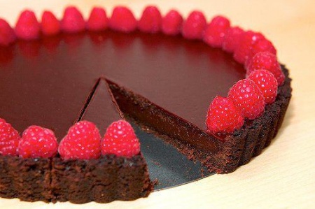 Рецепт шоколадного пирога с малиной