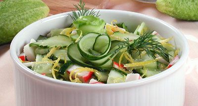 Рецепт - Салаты с морепродуктами : Салат из свежих огурцов с крабами