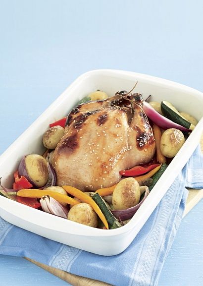 Рецепт - курица с овощами и кунжутом