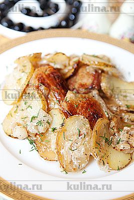 Рецепт - утка, запеченная с картофелем и луком