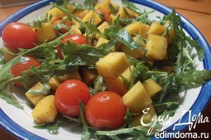 Рецепт - салат из руколы, томатов черри и манго