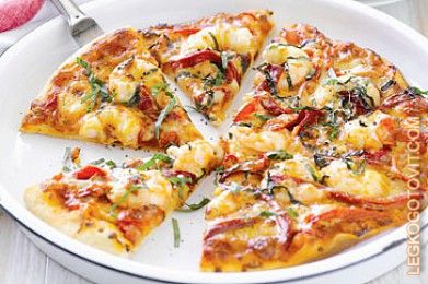 Рецепт - острая пицца с креветками