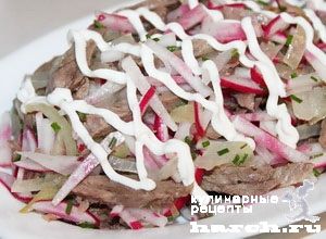 Рецепт - салат из говядины с редисом Мужские слезы