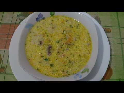 Рецепт сырного супа с курицей и грибами