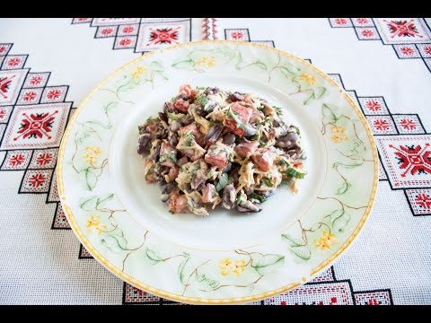 Салат ОБЖОРКА рецепт Как приготовить салат обжорка Обжорка салат Простой салат с колбасой и фасолью
