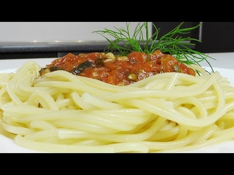 Спагетти под красным соусом с каперсами видео рецепт